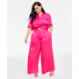 Trendy Plus Size Satin Twist-Front Top