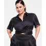 Trendy Plus Size Satin Twist-Front Top