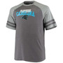 Men's Big and Tall Charcoal, Heathered Gray Carolina Panthers Two-Stripe Tri-Blend Raglan T-shirt