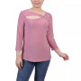 Petite 3/4 Sleeve Cutout Top