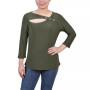 Petite 3/4 Sleeve Cutout Top