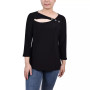Petite 3/4 Sleeve Cutout Top