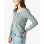 Ribbed Lace-Up Long-Sleeve Top
