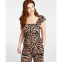 Women's Animal Print Textured Flutter-Sleeve Top, Created for Macy's