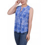 Petite Sleeveless Jacquard Y-neck Top