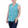 Petite Sleeveless Jacquard Y-neck Top