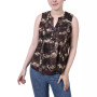 Petite Sleeveless Jacquard Y-neck Top