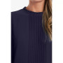 Women's Long Sleeve Smocked Cuff Pin-Tuck Front Blouse