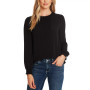 Women's Long Sleeve Smocked Cuff Pin-Tuck Front Blouse