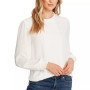 Women's Long Sleeve Smocked Cuff Pin-Tuck Front Blouse