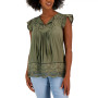 Petite Lace-Trim Mixed Media Top, Created for Macy's
