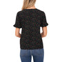 Women's V-neck Short Sleeve Button Front Polka Dot Blouse
