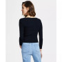 Women's Surplice-Neck Ribbed Long-Sleeve Top