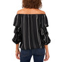 Women's Striped Balloon-Sleeve Off-The-Shoulder Top