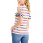 Women's Cotton Striped Tie-Sleeve T-Shirt