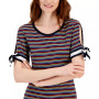 Women's Cotton Striped Tie-Sleeve T-Shirt