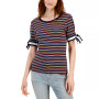 Women's Cotton Striped Tie-Sleeve T-Shirt