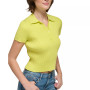 Women's Ribbed Cap Sleeve Polo