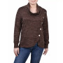 Women's Missy Long Sleeve Overlapping Cowl Neck Top