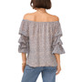 Women's Off The Shoulder Bubble Sleeve Blouse with Tie