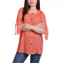 Petite Size Elbow Sleeve Tie-Sleeve Blouse