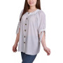 Petite Size Elbow Sleeve Tie-Sleeve Blouse