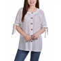Petite Size Elbow Sleeve Tie-Sleeve Blouse