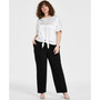 Plus Size Crewneck Short-Sleeve Tie-Hem Top, Created for Macy's