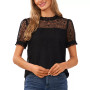 Women's Puff-Sleeve Embroidered Mock-Neck Top