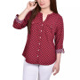 Women's 3/4 Roll Tab Sleeve Mandarin Collar Blouse