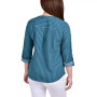 Women's 3/4 Roll Tab Sleeve Mandarin Collar Blouse