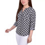 Women's 3/4 Roll Tab Sleeve Mandarin Collar Blouse