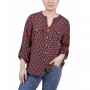 Women's 3/4 Roll Tab Sleeve Mandarin Collar Blouse