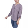 Women's 3/4 Roll Tab Sleeve Mandarin Collar Blouse