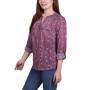 Women's 3/4 Roll Tab Sleeve Mandarin Collar Blouse