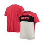Men's Branded Scarlet, Heathered Gray San Francisco 49ers Big and Tall Color Block T-shirt