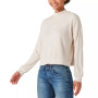 Cloud Ribbed Mock Neck Bubble Sleeve Top