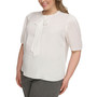 Plus Size Short-Sleeve Tie-Neck Top