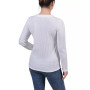 Petite Long Sleeve Ribbed Button Detail Top