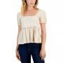 Women's Cotton Schiffley Embroidered Peplum-Hem Top