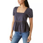 Women's Cotton Schiffley Embroidered Peplum-Hem Top