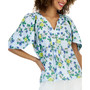 Women's Linen Floral Flutter-Sleeve Top, Created for Macy's
