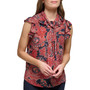 Women's Paisley-Print Tie-Neck Ruffle Top