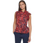 Women's Paisley-Print Tie-Neck Ruffle Top