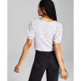 Women's Space-Dye Puff-Sleeve Knit Top