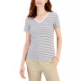 Women's Cotton Striped V-Neck T-Shirt