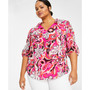 Plus Size Split-Neck Blouse, Created for Macy's