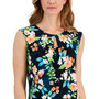 Women's Floral-Print Cap-Sleeve Keyhole Top