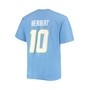 Men's Branded Justin Herbert Powder Blue Los Angeles Chargers Big and Tall Player Name and Number T-shirt