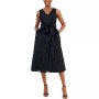 Women's V-Neck Sleeveless Attached-Sash Midi Dress